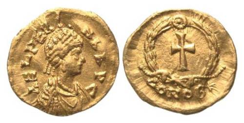 Coin with the image of Aelia Verina (d. 484),Empress consort of Leo I of the Byzantine Empire