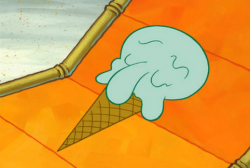 spongebobfreezeframes:  “Hi, Spongebob. Whatcha doing?” “I have turned poor Squidward into a frozen dessert… :(” 