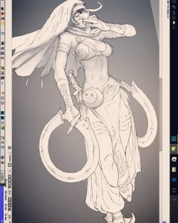 toshinho: Persian Feather pt2 - this one is the female  character from a set of similar theme. I’ve posted a male character few days ago. Its a WIP for my Patreon and hope to get them colored. #WIP #characterdesign #costumedesign #pencil #persian