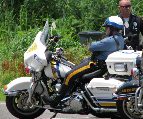 State trooper in tall leather boots