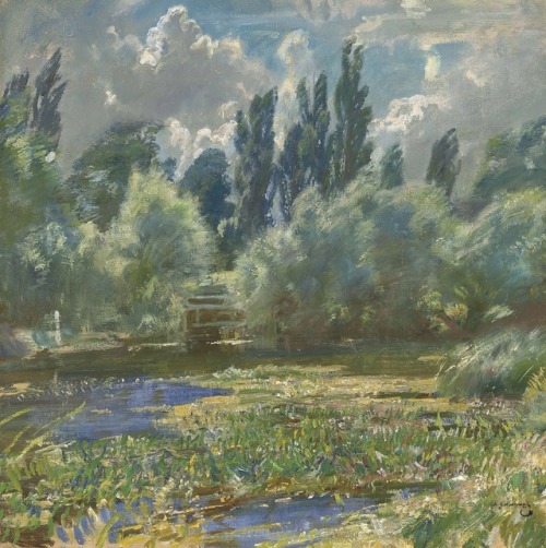 womblegrinch:Sir Alfred James Munnings (1878-1959) - Langham Mill PoolOil on canvas. 24 x 24 inches,