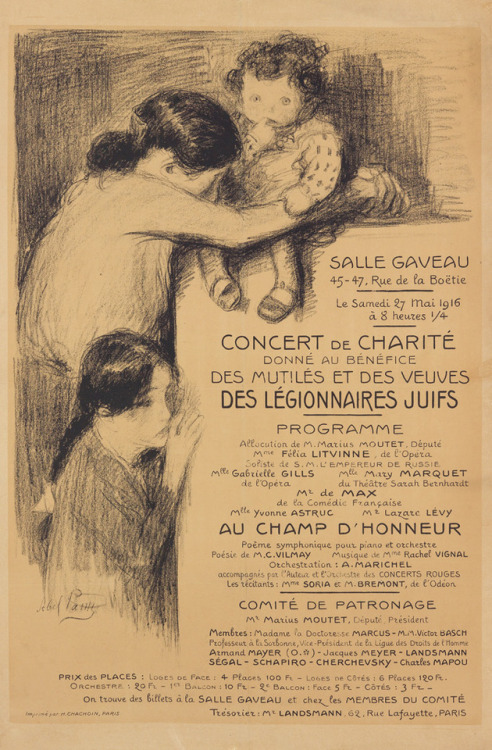 Concert de charité donné au bénéfice des mutilés et des veuves (1916). Abel Pann (1883-1963). H. Cha