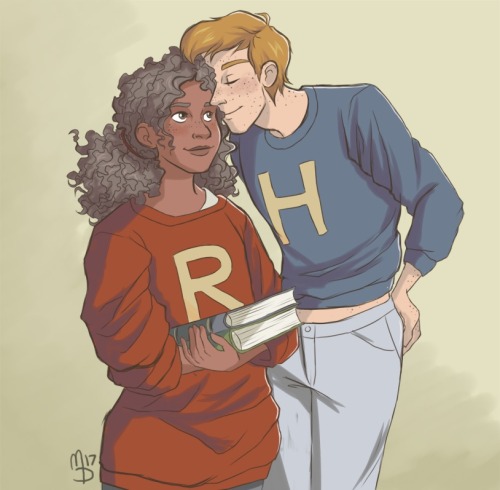 wingedcorgi:Ron and Hermione swaping sweaters is such a cheesy concept butfor @lesbiansirius