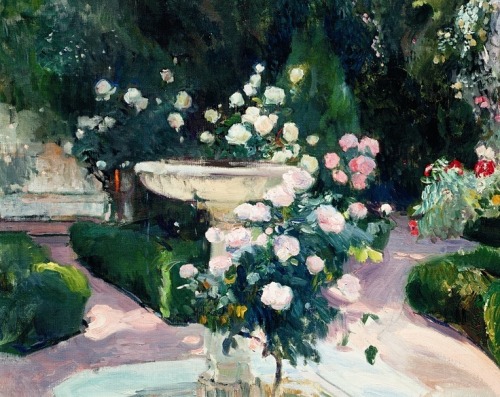 Fontainrose and Rose Bush - Jaquin Sorolla i BastidaImpressionism