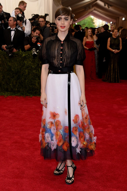 Lily Collins wearing CHANEL at the 2015′s MET Gala.