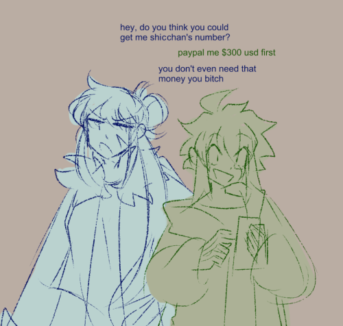 i decided to make two of my ocs cousins and ngl. funniest decision i made theyre both awful ppl so i
