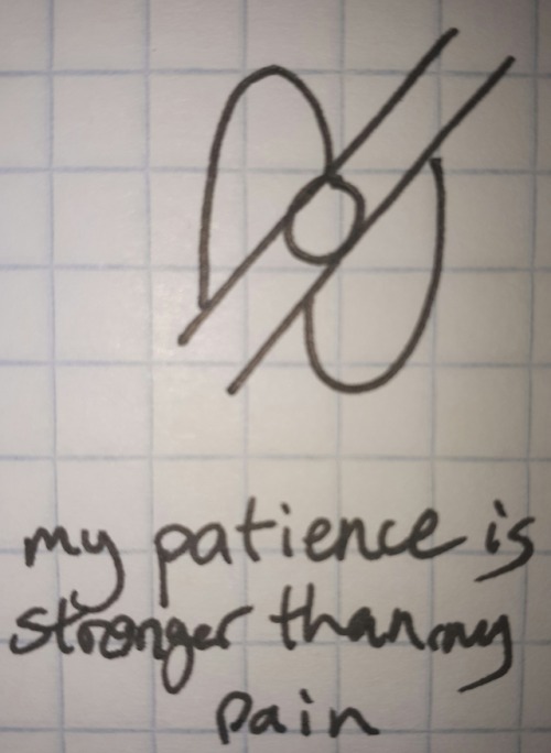 “My patience is stronger than my pain” Draw this on a pulse point and trace it with your