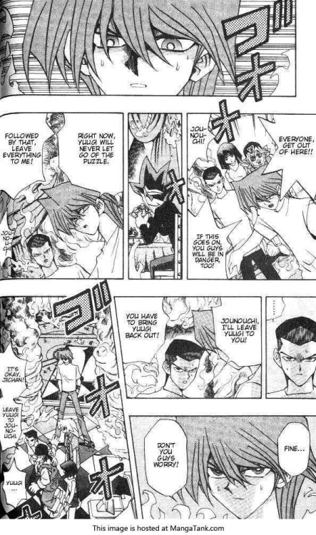 Yu-Gi-Oh! Vol. 10, Chp. 86: Escape From the FireJonouchi, Yugi, and the Puzzle, pt. 1Excuse me while