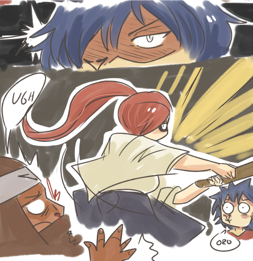blamedorange: FT x Samurai AU : Jellal is an ex-samurai assassin who is now just a wanderer trying to atone for his sins. One day, he meets Erza, the scary dojo owner …As you can see this is inspired (and kinda loosely based) from RuroKen series !!