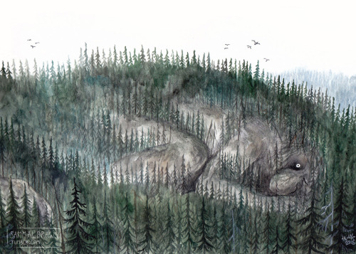 sammaldraws:Mountain troll awakensWatercolours, pencil