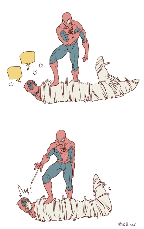 aschetheartist: pinksugarbat: fuckyesdeadpool: by むだになります  chortle I LIKE THIS. LOL