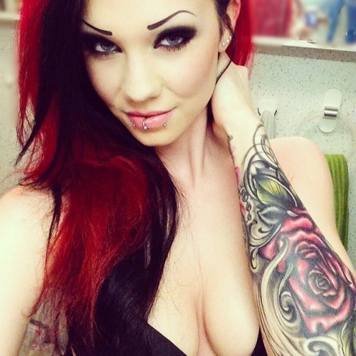 starfucked:  💋 #me #redhair #redhead #girl #piercing #inkedbabes #girlswithtattoos #rosetattoo #armtattoo #inkedup #tattooedgirls #instagramsdolls #girlswithpiercings #starfucked #selfie #swedishgirl #instagood #instagramers #webstagram