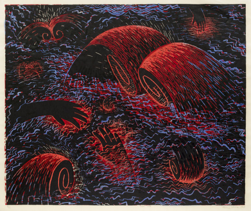 Louisa Chase Red Sea, 1983 Color woodcut with watercolor on Japanese fiber paper