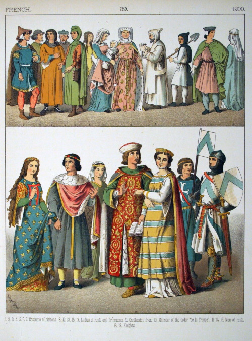 jeannepompadour:14th century Italian and French costumes by Albert Kretschmer, painters and costumer