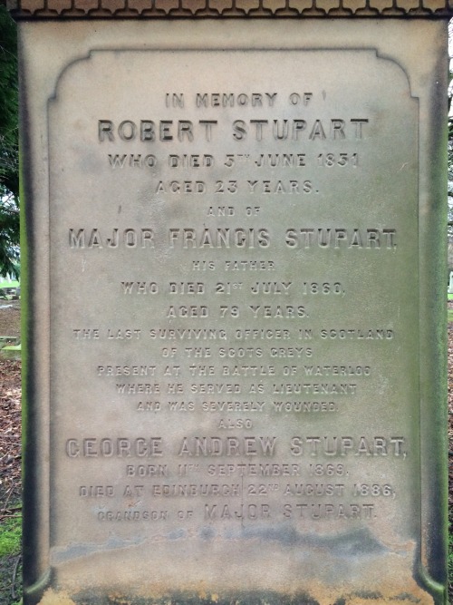 The grave of Major Francis Stupart of the 2nd or (Royal North British) Dragoons, more famously known