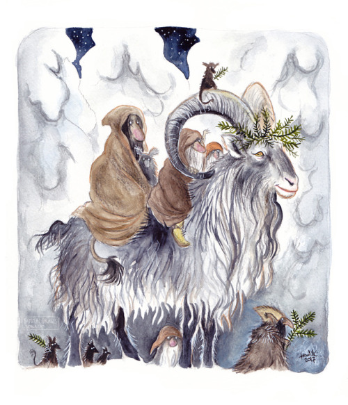 sammaldraws - Yule goat and the forest folk