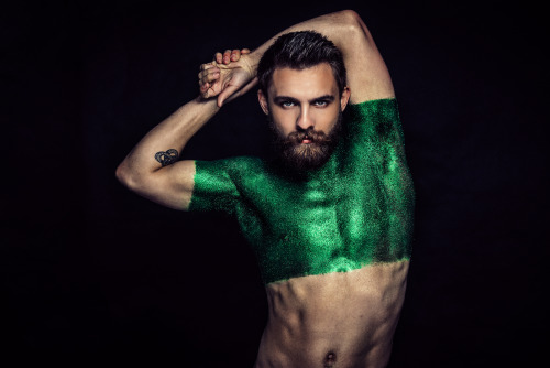 chris-parkes-esq: All That Glitters Is Green: Volume I Photography by chris-parkes-esq Handsomeness provided by lukefazak Glitter skills by makinghimup Muscle provided by ajmalakai Shot at CherryBomb Studios, London. 