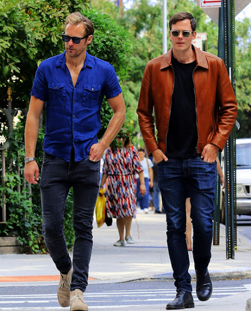 Alexander and Bill Skarsgård walking around town New York City, September 9, 2019. 