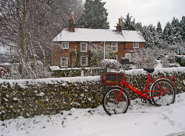 my-british-blog:
“ Red Bike in the Snow by Peter H Franklin
”