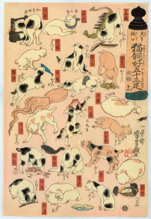 Kuniyoshi Utagawa 歌川国芳 (Japanese, 1797–1861, b. Nihonbashi, Tokyo, Japan) - Cats Suggested by the Fi