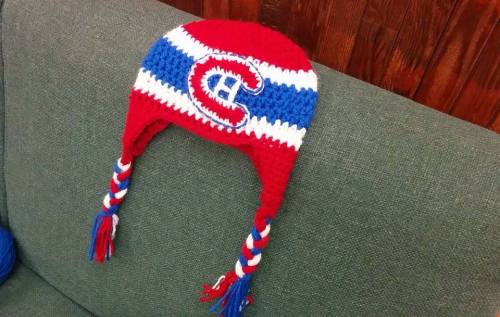 Quick Montreal Canadiens hat commission for a girl in my program’s niece.Hat Pattern SourceJerry rig