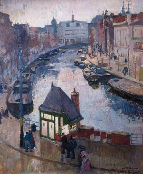 A View of the Rokin,  Amsterdam   -    Isidore Edmond Henri Opsomer,Belgian,1878-1967Oil on canvas, 