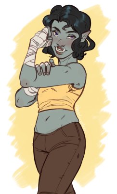 theassenterprise: I guess I’m the kind of nerd now who purchases art of my dnd character.  I love my good good half-orc monk girl Ghemma! Thanks @aliensdoodless 