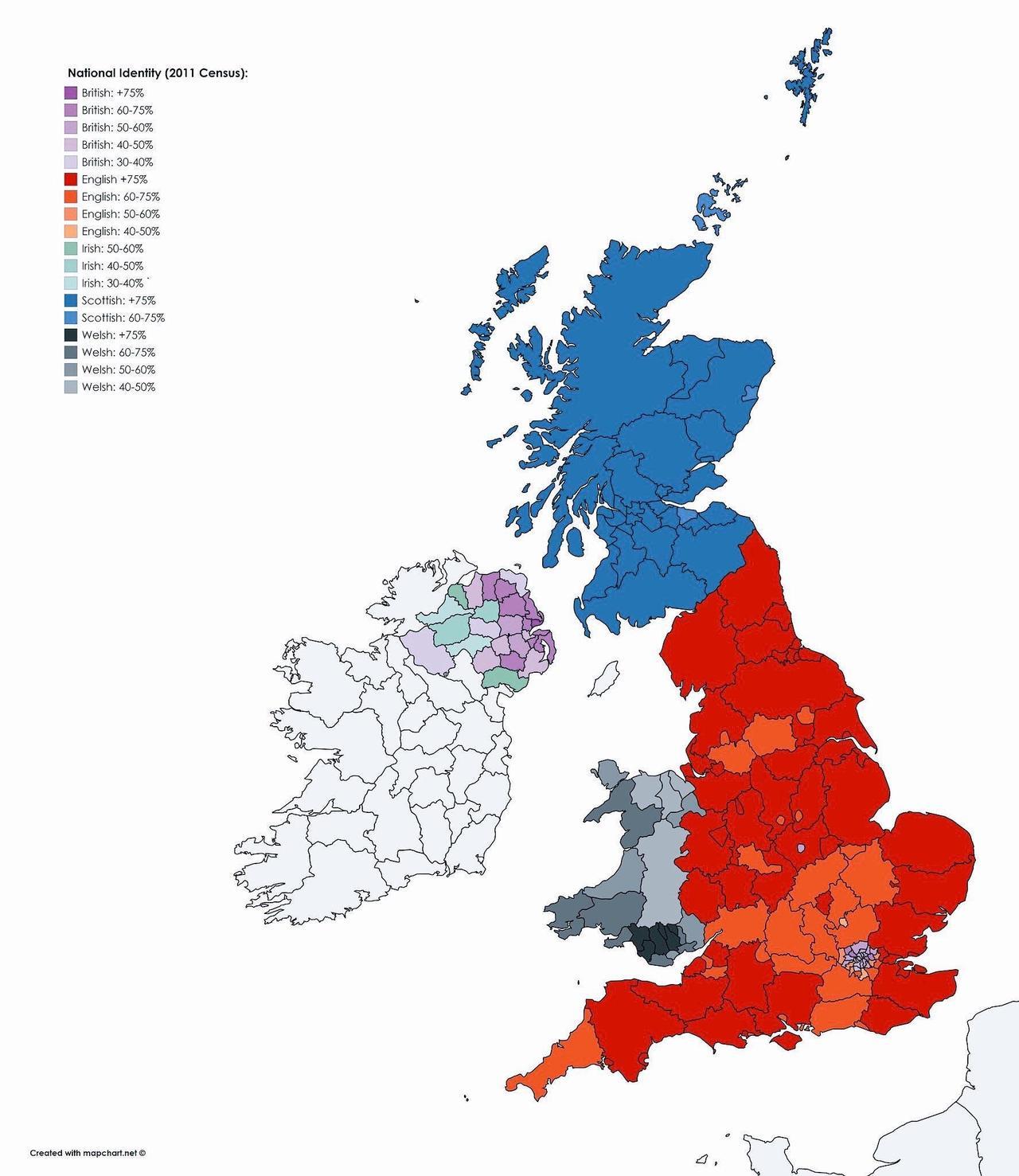 National identity in the UK according to the 2011 census.