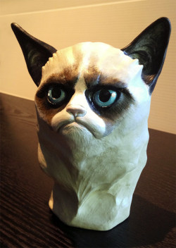 ianbrooks:  Grumpy Cat Bust by Chris Calver Unpainted, ivory resin version available for purchase at the etsy. Oh, you wanted the painted one? TOO BAD.  Artist: DeviantArt (via: Obvious Winner)  