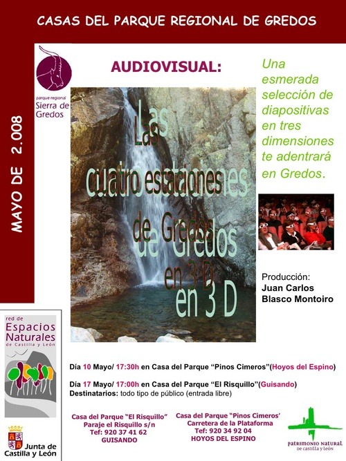 Cartel FOTOS 3D_ Casas del Parque Gredos_Guisando-HOYOS: Audiovisual Las Cuatro Estaciones en 3D en las Casas del Parque de Guisando (Avila).