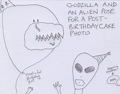 Godzilla is an over-eager eater.
(Happy Birthday, @califmom!)