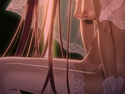 eternal-ero:  shy-azusa:  bottomless breasts bride game cg gloves ino izayoi no hanayome kiryuu iyori long hair nipples tan tanline thighhighs veil