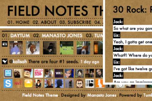 The Field Notes Theme is based on the look of the Field Notes Brand website. It is designed by Manasto Jones and displays posts in a simple, five-hundred pixel wide one-column layout that is easy to read.
Some of it’s features include post-by-post...