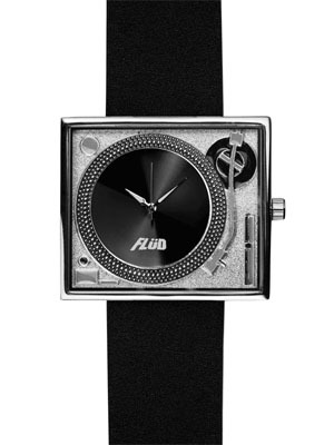 Flud: Turntable Watch: Watch A turntable right on your wrist! This silver and leather watch from Flu