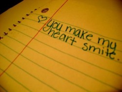 (via bubbleant) Hahaha at first I thought it said You Make My Heart Smite! But then I got it xD