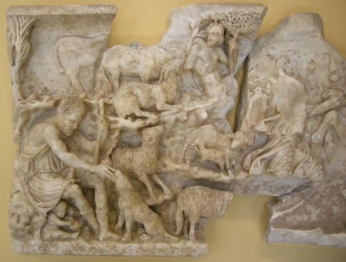via-appia: Sarcophagus panel with the myth of Diana (Selene) and Endymion Roman, c. 210 AD