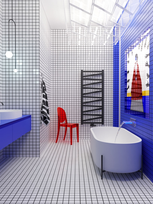 A Bright Blue And Red Home That Looks Like Living Art