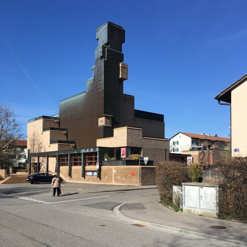 germanpostwarmodern:Saatlen Church (1962-64) in Zurich, Switzerland, by Claude Paillard