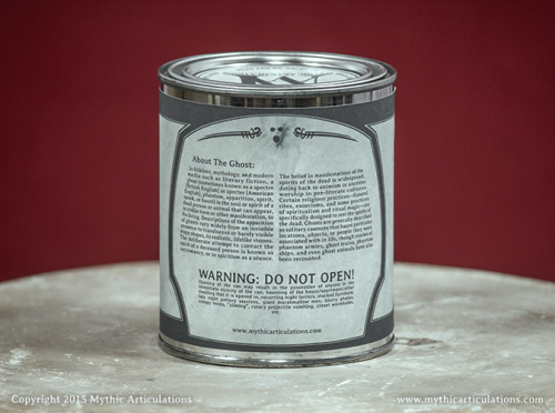 Introducing the Ghost in a Can! Whatever you do, DO NOT OPEN THE CAN.Can opener included.Available n