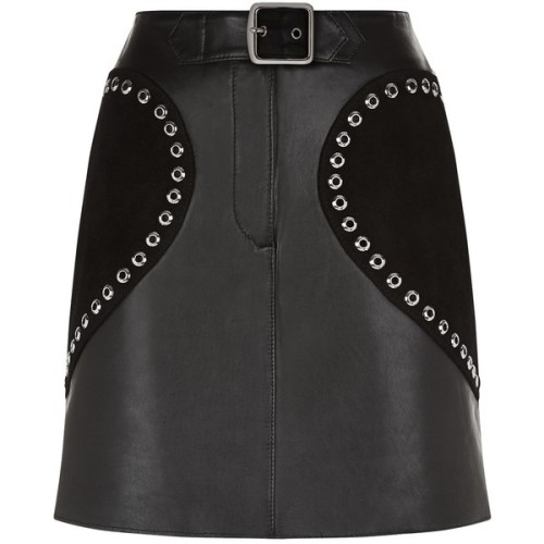 Maje Leather A-line Skirt ❤ liked on Polyvore (see more real leather skirts)