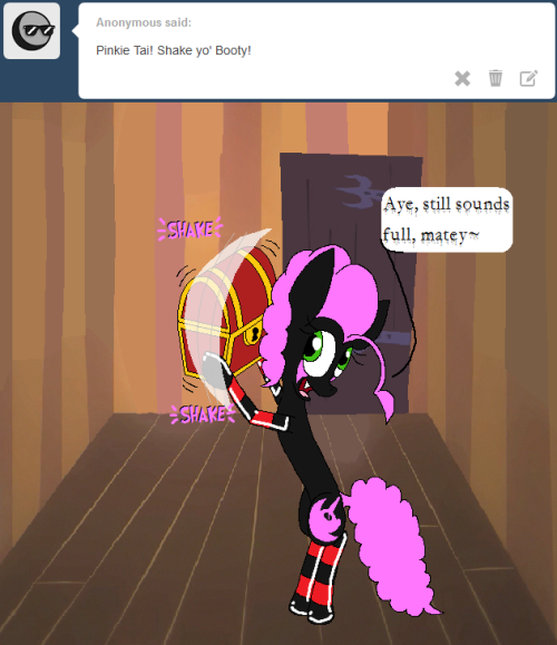 darkfiretaimatsu:  Shake shake, everypony! Shaking something is the best way to make mischief~ Contents of said booty are on a need-to-know basis~  x3!