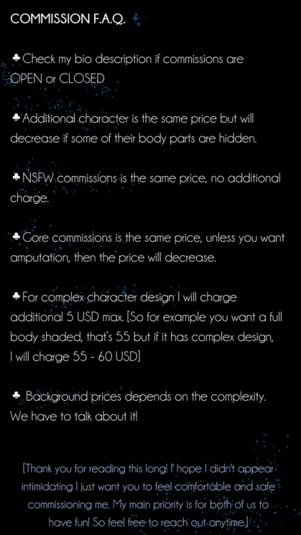 I’ve updated my commission info!! Because I raised my prices there will be free simple decorat