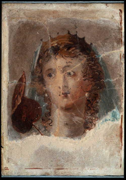 theancientwayoflife:~ Fresco with head of a goddess. Culture: Roman Period: Imperial Period Date: ca