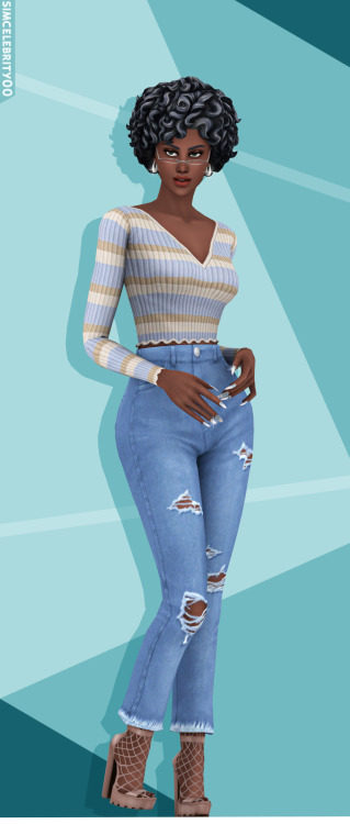 Look Bookearrings | glasses | top | jeans | shoes | nails @nords-sims @greenllamas @madlensims @redh