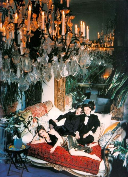 THE FALAISE FAMILY by Andre Rau, 1993. Lavish chandelier & mirror. 