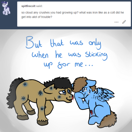 clouddoodles:“But apart from that… Iron was a really good little colt from what I remember…. He still was a little mister mess, but you know, all little colts are at that age…” Aww~