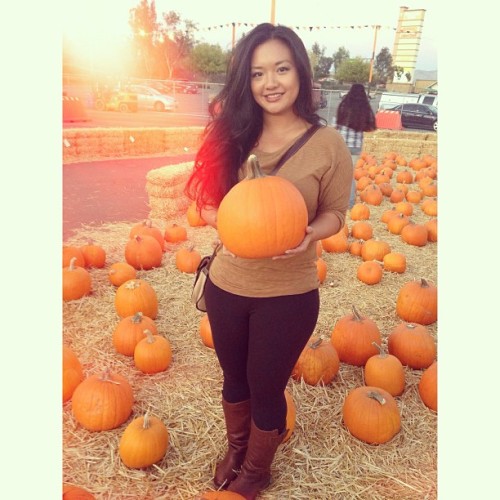 nosillamarie:  Pumpkin patching!  wow, so hot babe!