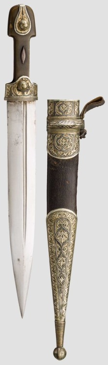 Silver mounted kindjal from the Caucasus, 19th century.from Hermann Historica