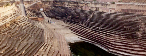 The step well or step pond at the Nahargarh fort, Jaipur, Rajasthan, India.Built by Maharajah Sawai 