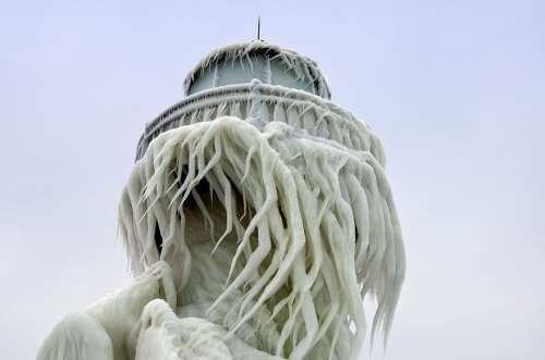 fancyadance: Frozen Lighthouses on Lake Michigan more